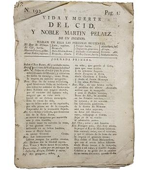 Vida y Muerte del Cid, y Noble MartÃ­n Pelaez de un Ingenio